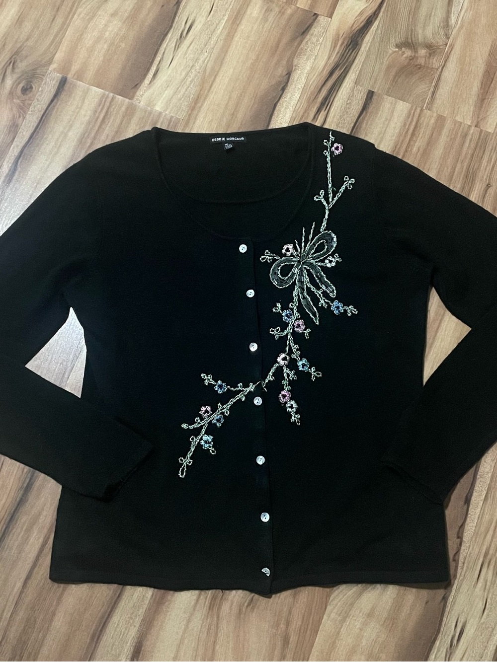 VTG Debbie Morgan 2in1 Cardigan Layered- Bow Beaded Coquette Whimsygoth Med